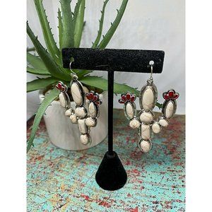 COPY - Saguaro Cactus White Buffalo Silver Charm Earrings